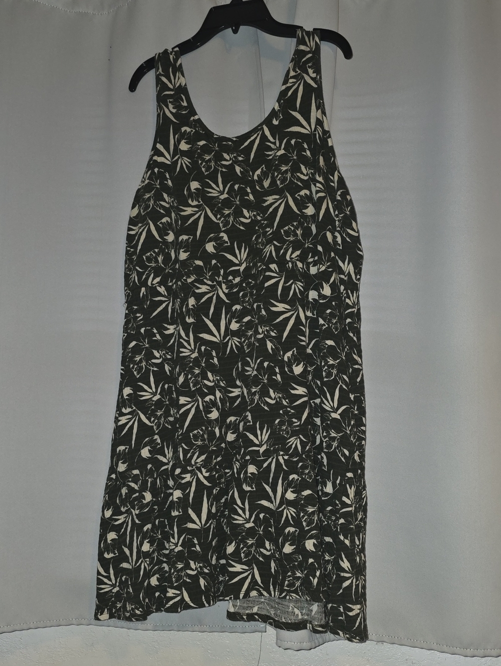 Maurices Dark Green Floral Tank Mini Dress with Cream Print